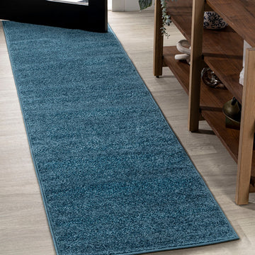 Haze Solid Low-pile Area Rug Turquoise